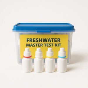 API Freshwater Master Test Kit with 800 freshwater aquarium water tests, including pH, ammonia, nitrite, and nitrate solutions.