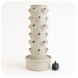 Five-layer vertical hydroponic tower system with 30 planting holes on a clean white background.