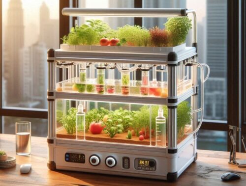 Aquaponic Ecosystem In A Compact Desktop Greenhouse Unit