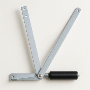 Automatic heat-activated greenhouse vent opener with metal arms and temperature-sensitive cylinder for ventilation control