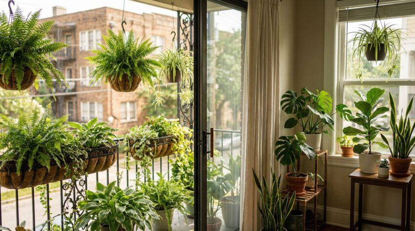 Apartment greenhouse alternatives in Louisiana using indoor and balcony gardening setups